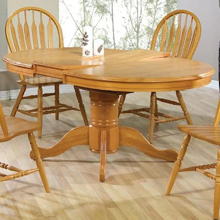 Turned Pedestal Oval Dining Table with Butterfly Leaf